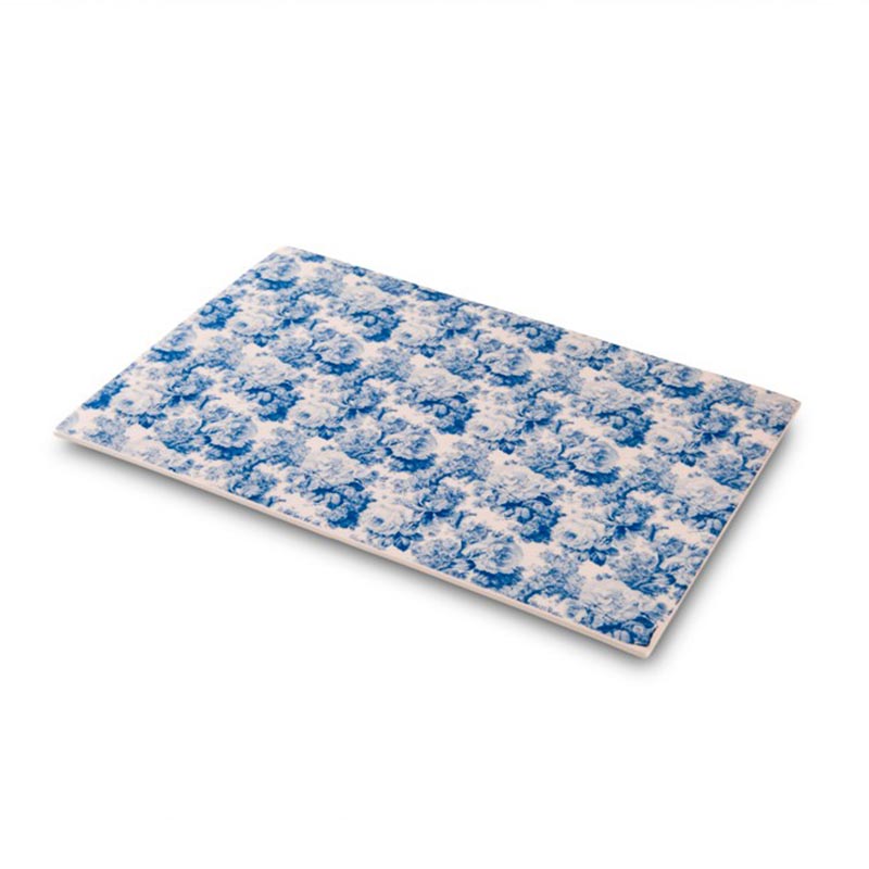 100% Chef Mavi Çiçek Baskılı Porselen Sunum Tabağı, 30x21 cm — 100% Chef