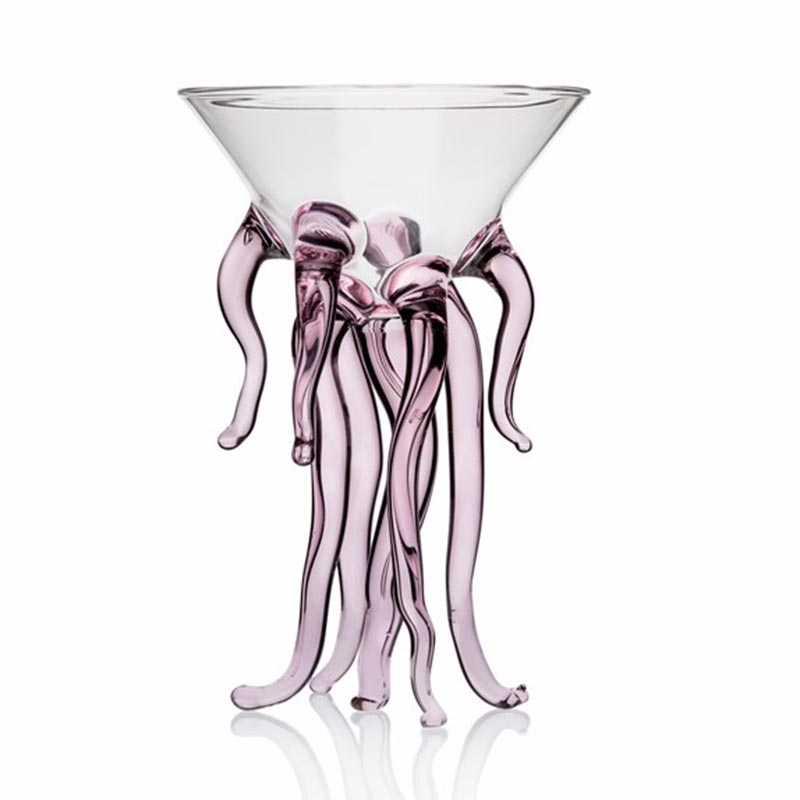100% Chef Medusa Ayaklı Cam Kupa, 200 ml, Pembe — 100% Chef