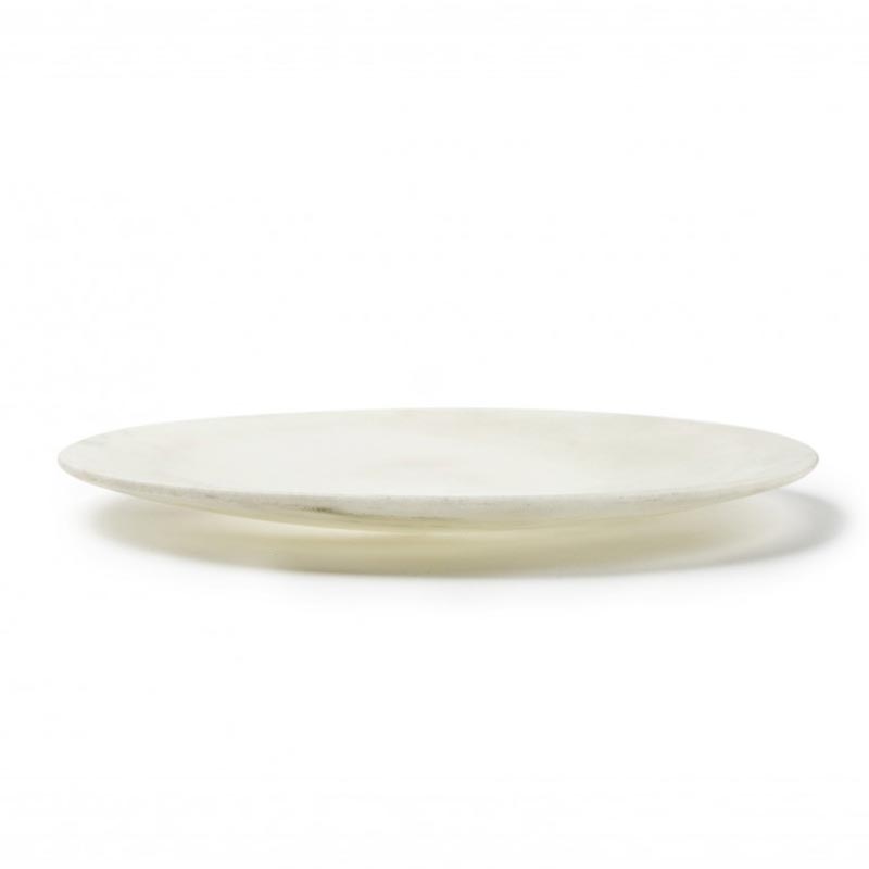 100% Chef Smooth Rim Mermer Sunum Tabağı, 25 cm, Beyaz — 100% Chef