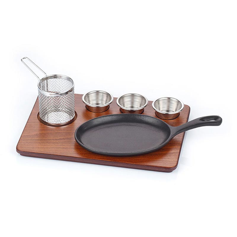 Altınbaşak Saplı Döküm Fajita Sunum Seti, MDF Teflon, Küçük, 21x15cm — Altınbaşak