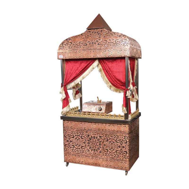 Anka Kahveci Güzeli Sunum Arabası, 150x70x220 cm, Bakır Kaplama — Anka