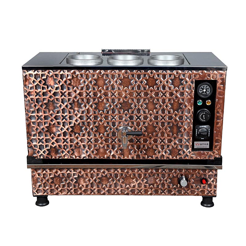 Anka Pro Kompakt Full Otomatik 3 Demlikli Çay Kazanı, 30 L, Elektrikli+Gazlı, Bakır — Anka
