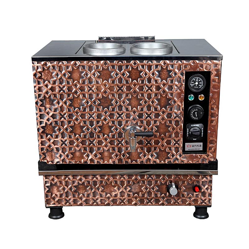Anka Pro Kompakt Full Otomatik 2 Demlikli Çay Kazanı, 20 L,Elektrikli+Gazlı, Bakır — Anka