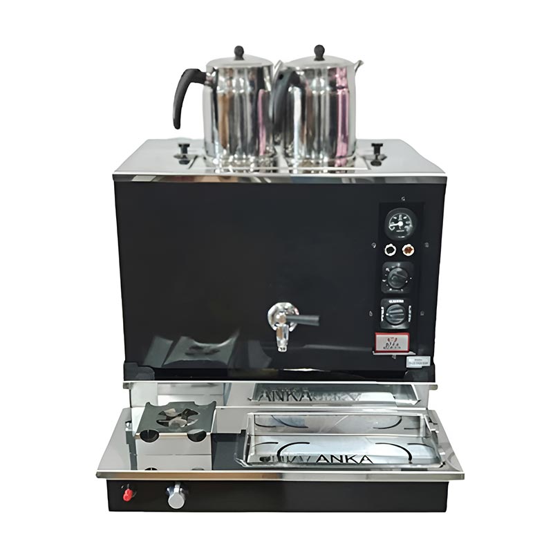 Anka Pro Plus Otomatik 2 Demlikli Çay Kazanı, 20 L, Elektrikli+Gazlı, Siyah — Anka