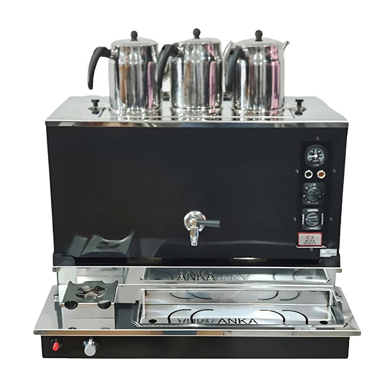 Anka Pro Plus Otomatik 3 Demlikli Çay Kazanı, 30 L, Elektrikli+Gazlı, Siyah — Anka