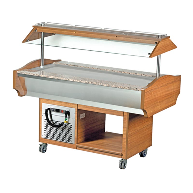 Arisco Soğutmalı Saladbar, Düz Yüzeyli, 150x90x87 cm, Elektrikli, Ceviz — Arisco