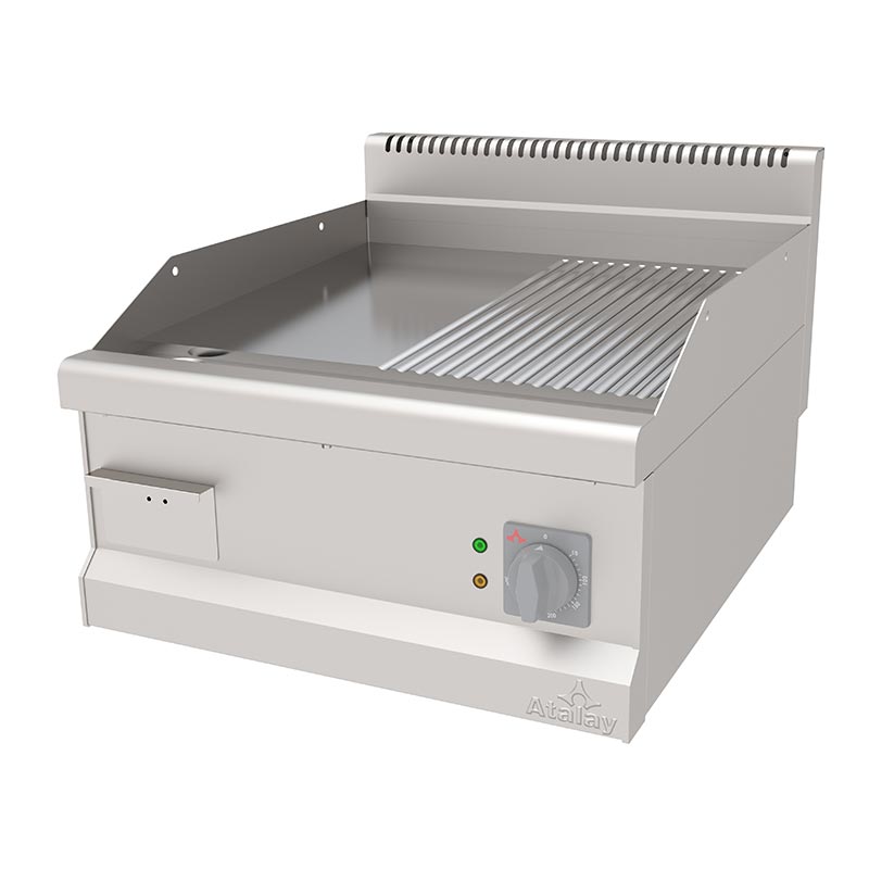 Atalay AEI-673-ND 730 Seri Set Üstü Nervürlü+Düz Izgara, 60x73x30 cm, Krom, Elektrikli — Atalay