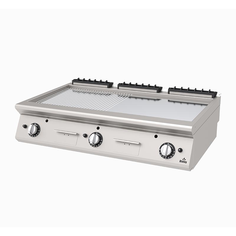 Atalay AGI-1273-N-CR 730 Seri Set Üstü Nervürlü Izgara, 120x73x30 cm, Krom, LPG'li — Atalay