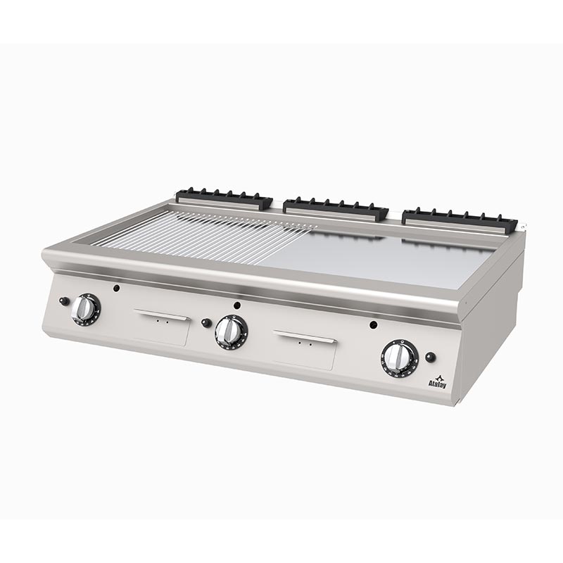 Atalay AGI-1273-ND-CR 730 Seri Set Üstü Nervürlü+Düz Izgara, 120x73x30 cm, Krom, Doğalgazlı — Atalay