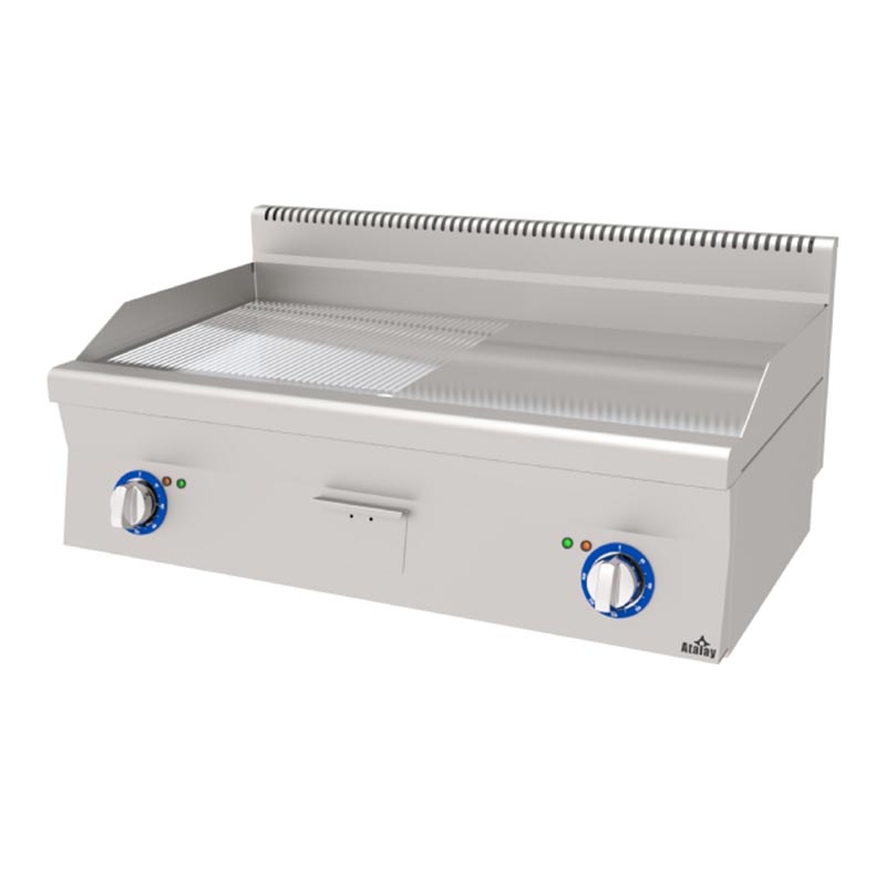 Atalay EAEI-1060NDCR 600 Seri Düz + Nervürlü Pleyt Izgara, 100x60 cm, Krom Yüzey, Elektrikli — Atalay