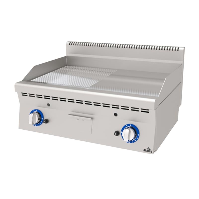 Atalay EAGI-860NDCR 600 Seri Düz + Nervürlü Pleyt Izgara, 80x60 cm, Krom Yüzeyli, Doğalgazlı — Atalay