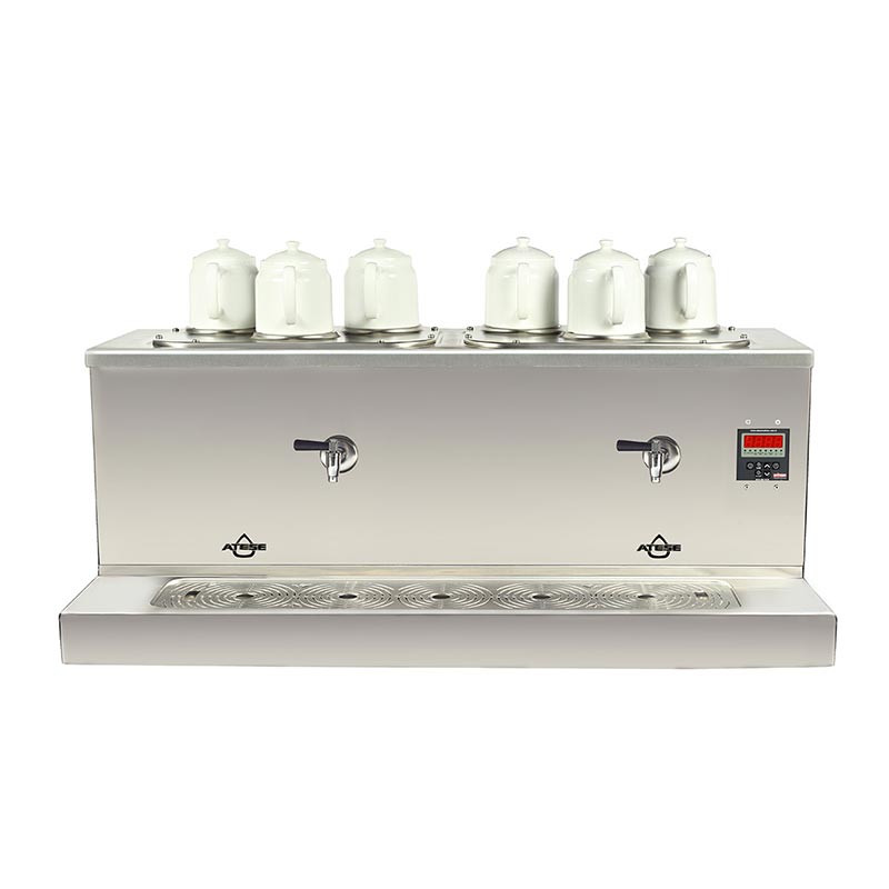 Ateşe Cappadocia Dijital 6 Demlikli Çay Kazanı, 30+30 L, Gaz+Elektrikli, Inox — Ateşe