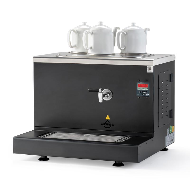 Ateşe Cappadocia Smart 3 Demlikli Çay Kazanı, 30 L, Gaz+Elektrikli, Statik Boyalı — Ateşe