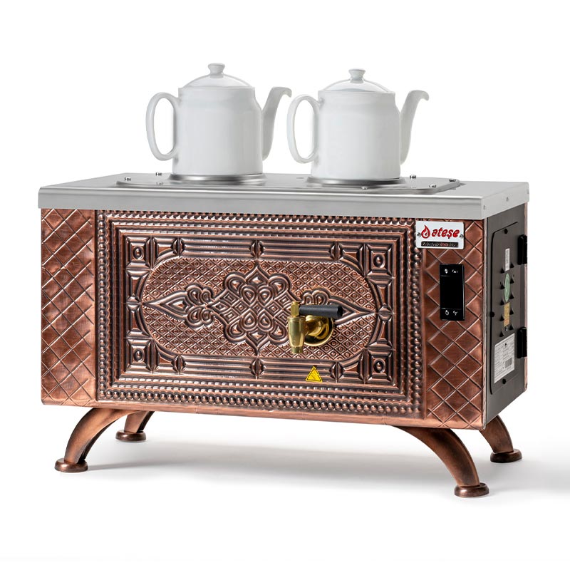 Ateşe Efes Dijital 2 Demlikli Çay Kazanı, Elektrikli, Retro — Ateşe