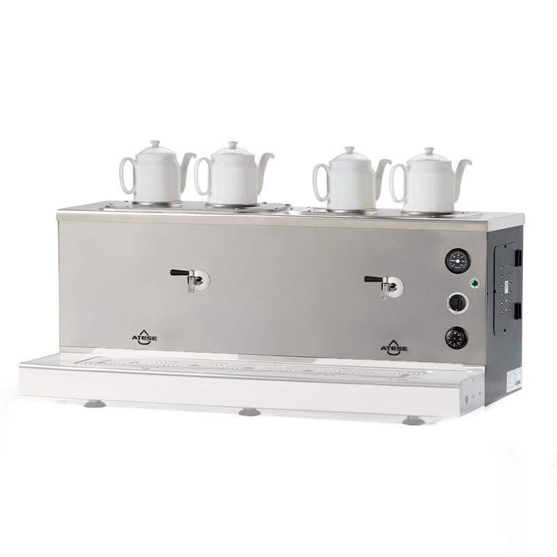 Ateşe Sümela Analog 4 Demlikli Çay Kazanı, Gaz+Elektrikli, Statik Boyalı — Ateşe