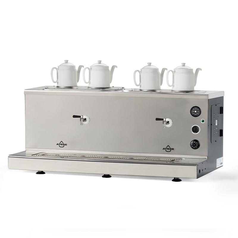 Ateşe Sümela Analog 4 Demlikli Çay Kazanı, Gaz+Elektrikli, Inox — Ateşe — Görsel 2