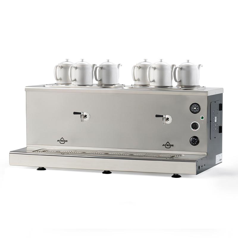 Ateşe Sümela Analog 6 Demlikli Çay Kazanı, Gaz+Elektrikli, Inox — Ateşe — Görsel 2