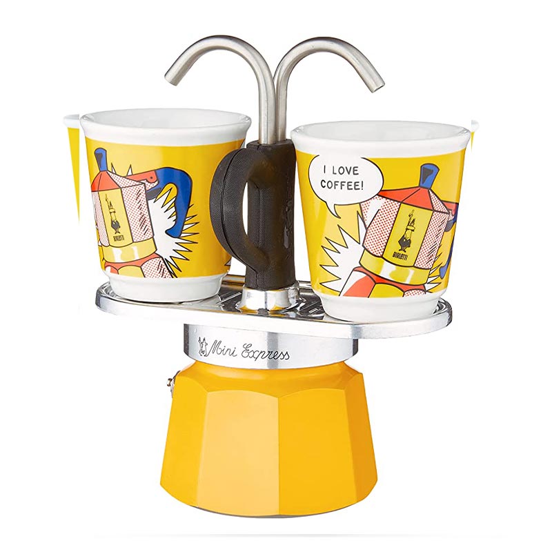 Bialetti Liechtenstein Mini Express Moka Pot, 2 Cup + 2 Espresso Fincanı, Sarı — Bialetti — Görsel 2