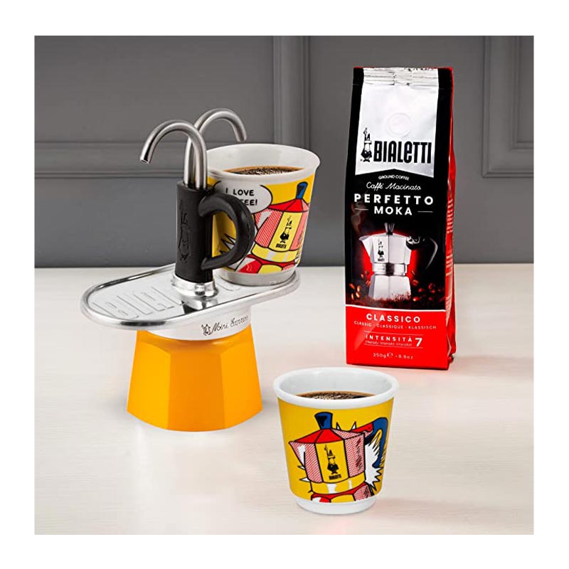 Bialetti Liechtenstein Mini Express Moka Pot, 2 Cup + 2 Espresso Fincanı, Sarı — Bialetti — Görsel 4
