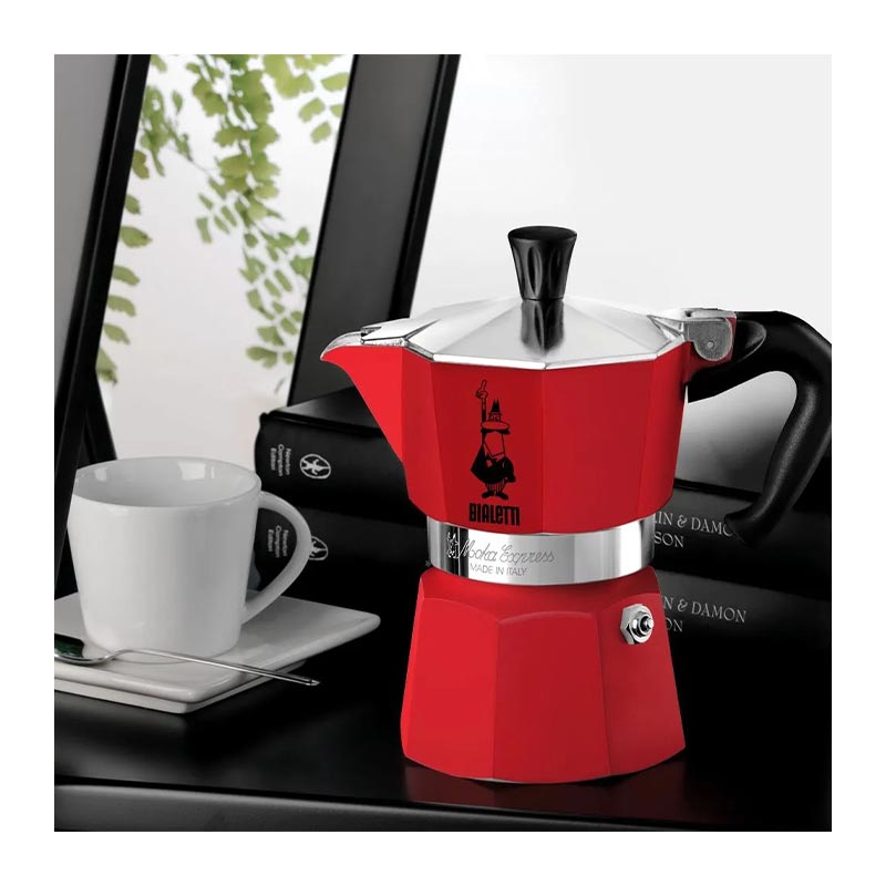 Bialetti Mini Express Moka Pot, 2 Cup + 2 Espresso Fincanı, Kırmızı — Bialetti — Görsel 3