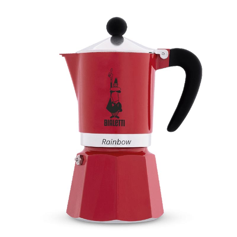 Bialetti Rainbow Moka Pot, 3 Cup, Kırmızı