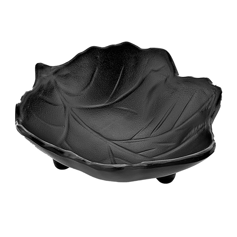 Biradlı BRD-104S Minimal Yaprak Sunum Tabağı, 10x8x3 cm, Siyah — Biradlı