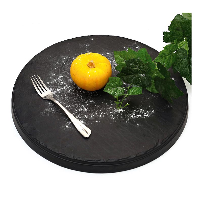 Biradlı BRD-16928 Tarako Yuvarlak Sunum Tepsisi, 42x42x3 cm, Siyah — Biradlı