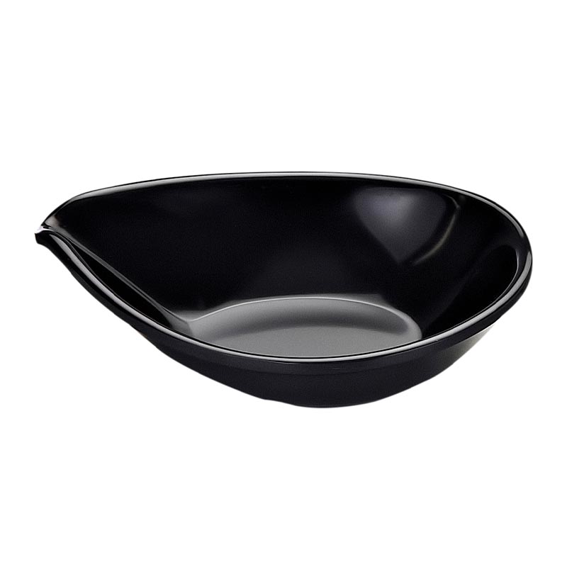 Biradlı BRD-515904 Oval Minimal Melamin Sunum Tabağı, 7x9x2 cm, Siyah — Biradlı