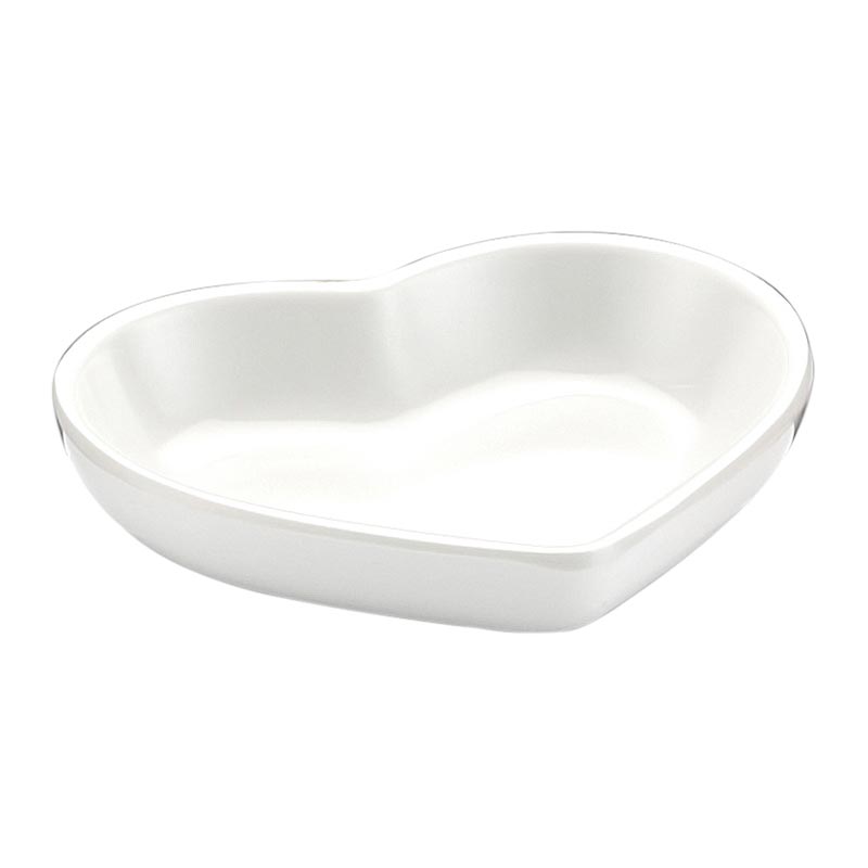 Biradlı BRD-517604 Minimal Melamin Kalpli Sunum Tabağı, 8x7x1.5 cm, Beyaz — Biradlı