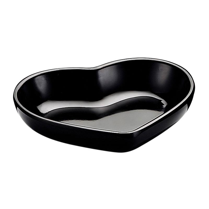 Biradlı BRD-517604 Minimal Melamin Kalpli Sunum Tabağı, 8x7x1.5 cm, Siyah — Biradlı