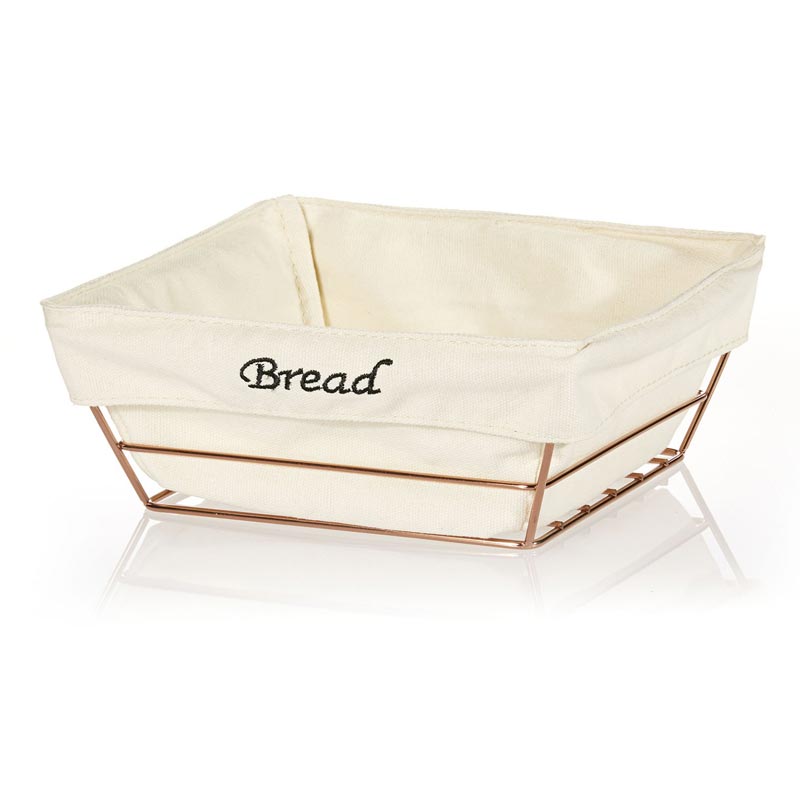 Biradlı BRD-HW180B Kare Bezli Ekmek Sepeti, 22x22 cm, Bakır — Biradlı