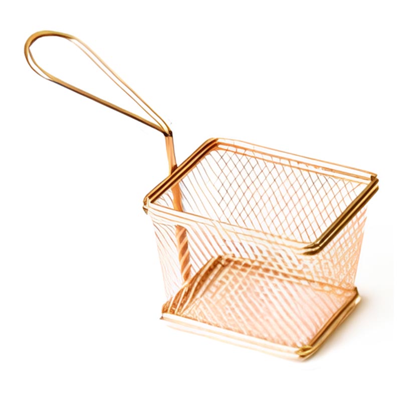 Biradlı BRD-YQ03 Kare Patates Sunum Sepeti, 10x7.5x7.5 cm, Altın — Biradlı