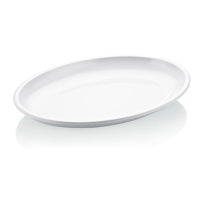 Biradlı FTS-1957 Oval Melamin Sunum Tabağı, 48x35 cm, Beyaz — Biradlı