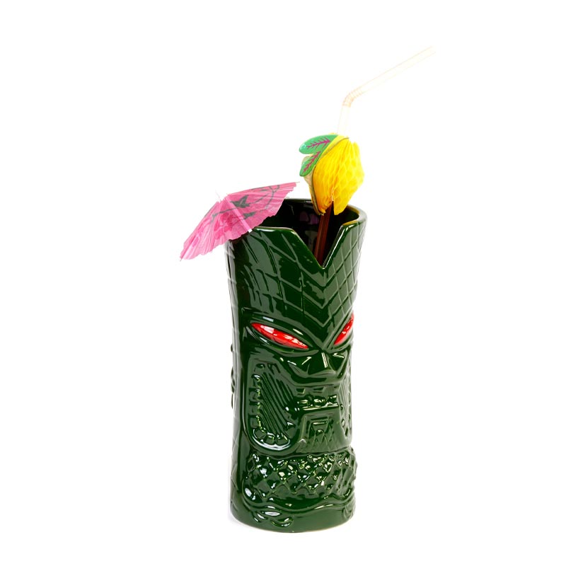 Biradlı GR-20221 Seramik Tiki Mug Kokteyl Bardağı, 350 cc, 8x17, 5 cm, Yeşil — Biradlı