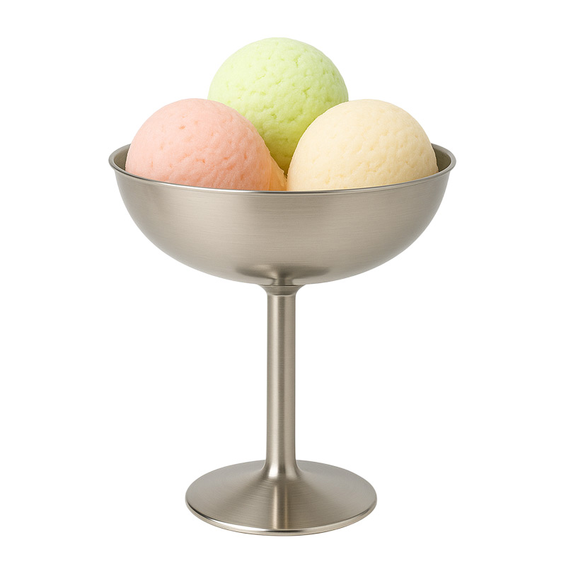 Biradlı Groovy GRV-ÇD-01 Paslanmaz Çelik Dondurma Kadehi, 10x11 cm