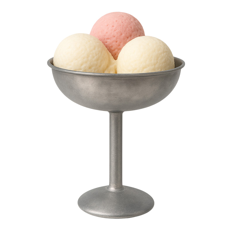 Biradlı Groovy GRV-ÇD-02 Paslanmaz Çelik Retro Dondurma Kadehi, 10x10.5 cm