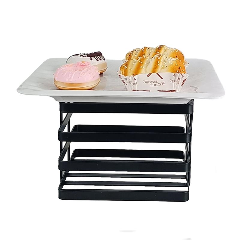 Biradlı Groovy GRV-K20-02 Kare Metal Tabak Yükseltici, 20x20x15 cm, Siyah