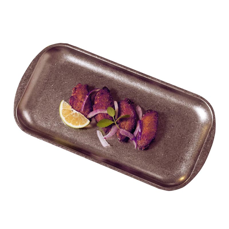 Biradlı Groovy GRV-R241006 Açık Büfe Retro Sunum Tabağı, 41x23x1.5 cm, Bakır — Biradlı