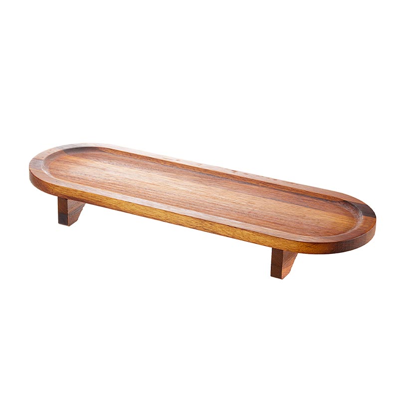 Biradlı Groovy İroko Ayaklı Ahşap Sunum Tahtası, 20x150 cm