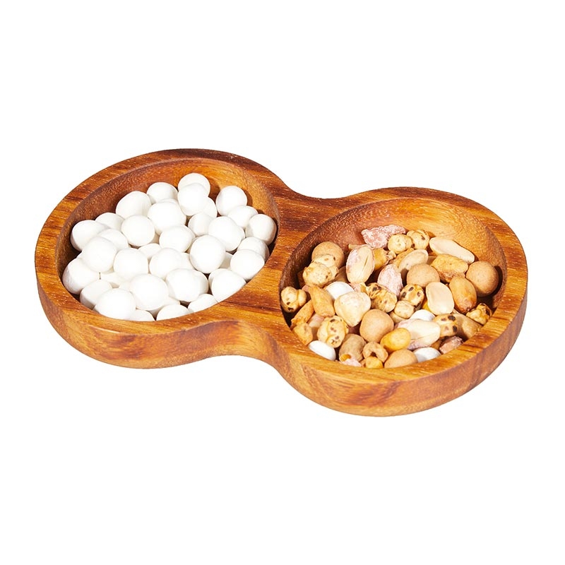 Biradlı GRV-1859 Iroko Ahşap Çerezlik, 2'li, 19.5x12 cm