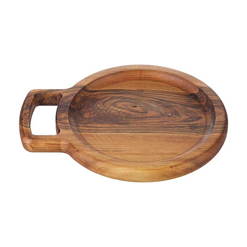 Biradlı GRV-1891 Tek Kulplu Sunum Tahtası, 29x24 cm, Ceviz — Biradlı