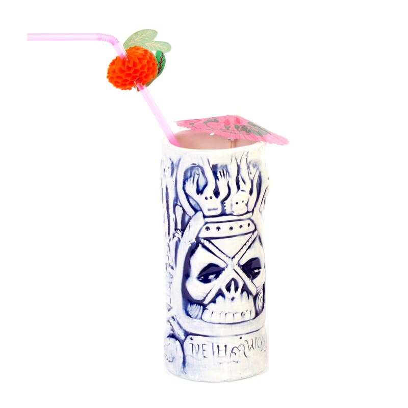 Biradlı GRV-20203 Seramik Tiki Mug Kokteyl Bardağı, 380 cc, 8x17 cm, Mavi — Biradlı