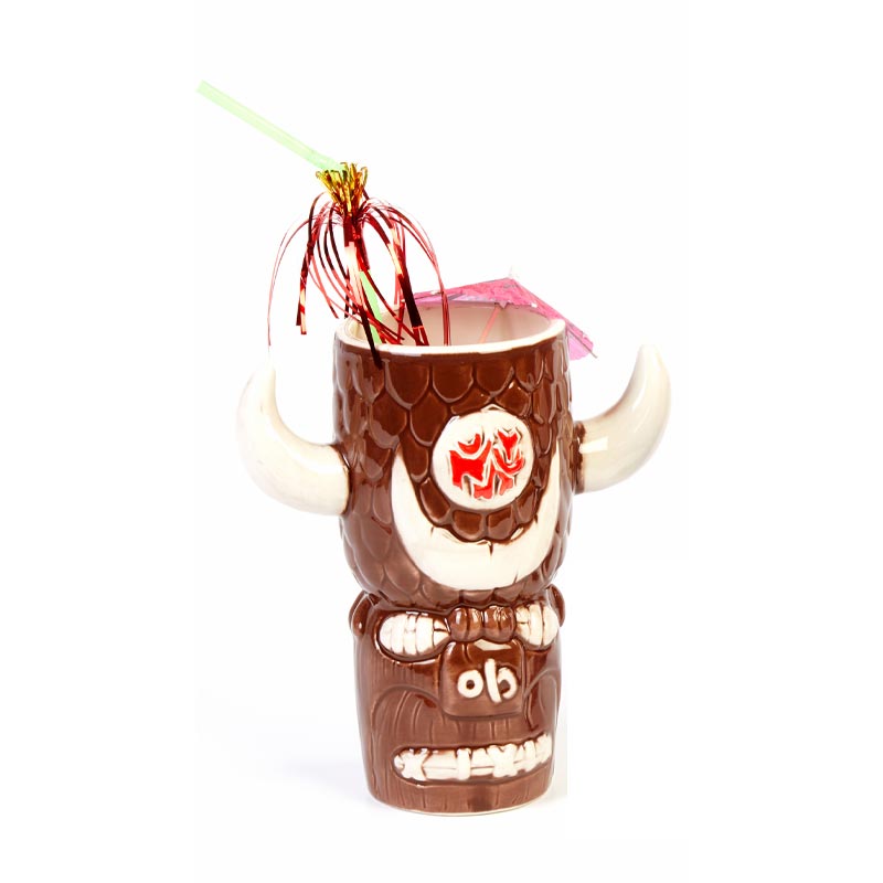 Biradlı GRV-20215 Seramik Tiki Mug Kokteyl Bardağı, 610 cc, 8x18, 5 cm, Kahverengi — Biradlı