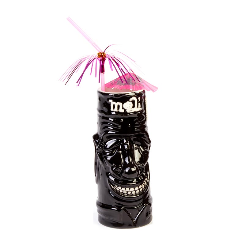 Biradlı GRV-20218 Seramik Tiki Mug Kokteyl Bardağı, 430 cc, 8x18, 5 cm, Siyah — Biradlı