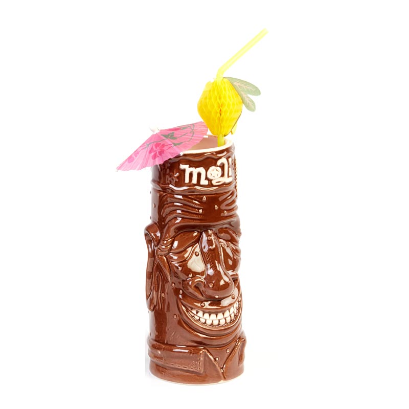 Biradlı GRV-20218 Seramik Tiki Mug Kokteyl Bardağı, 430 cc, 8x18, 5 cm, Kahverengi — Biradlı