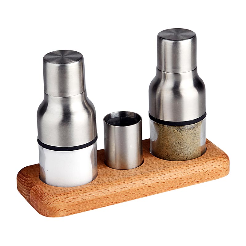Biradlı GRV-244 Ahşap Altlıklı Tuzluk Takımı, 3'lü, 17.5x7.5 cm, Mat — Biradlı