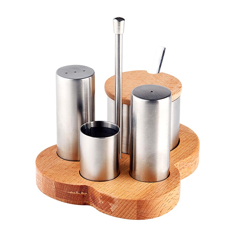 Biradlı GRV-246 Standlı Tuzluk Baharatlık Takımı, 4'lü, 15x2.5 cm — Biradlı