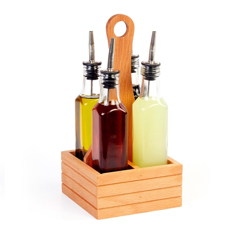 Biradlı GRV-280 Ahşap Standlı Kare Yağlık Takımı, 4'lü, 250 cc — Biradlı