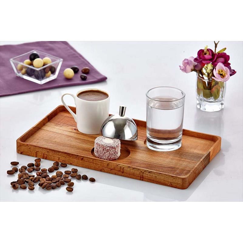Biradlı GRV-300 Ahşap Dikdörtgen Türk Kahve Seti, 22.5x14.5x2 cm — Biradlı