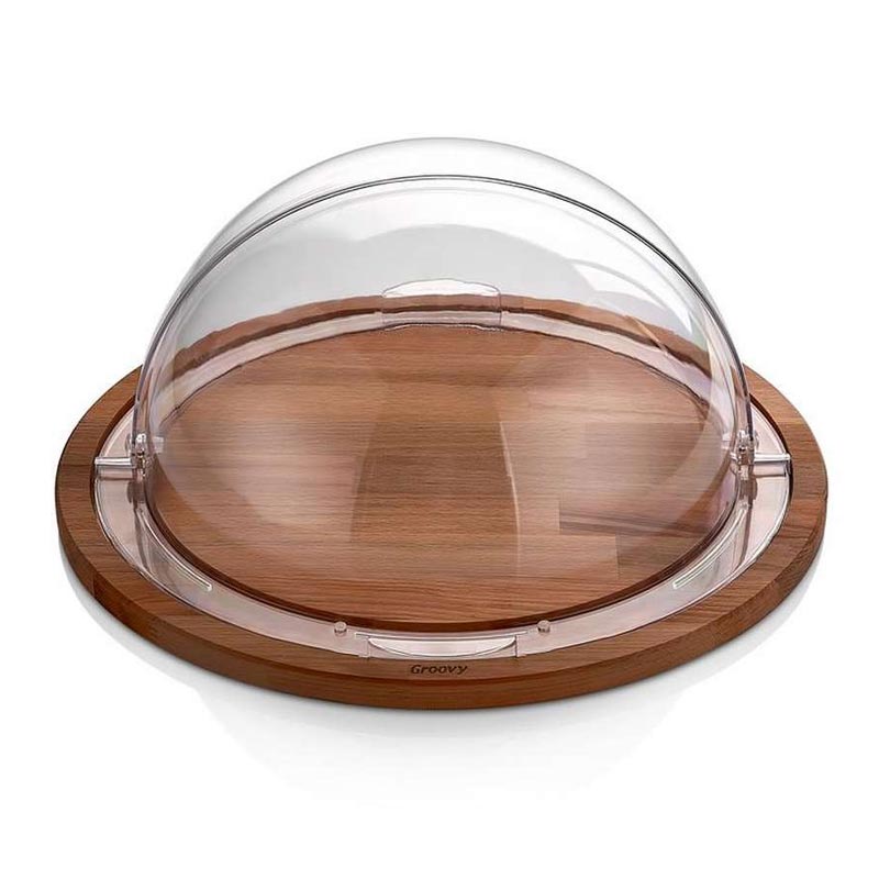 Biradlı GRV-74A Polİkarbonat Ahşap Altlı Rolltop Teşhir Tabağı, 46x20 cm — Biradlı